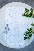Outseam Newborn Sleep Cocoon - Grey Stars — soft cotton baby sleep cocoon with outward seams